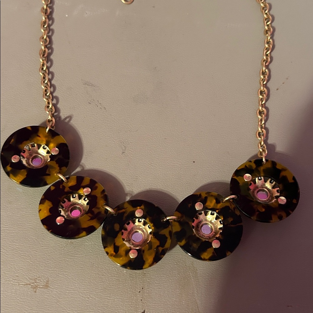 JCrew Iridescent Crystal Necklace on Tortoise Discs - Picture 6 of 6